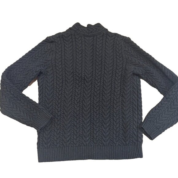 Lauren Ralph Lauren Womens P/L Green Cotton Cable-Knit Cotton V-Neck Sweater - Picture 2 of 7